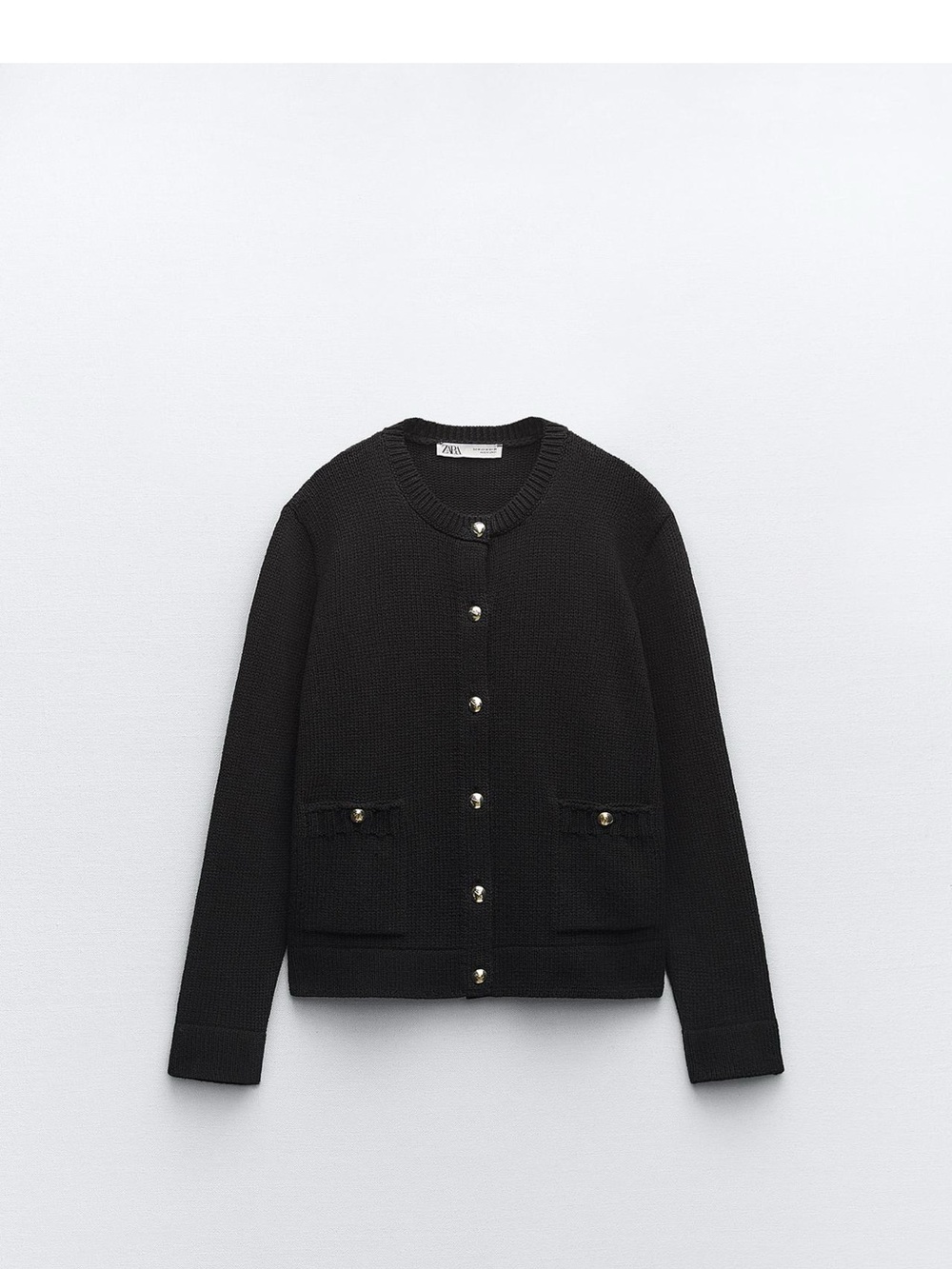 Zara Black Knit Cardigan with Gold Buttons